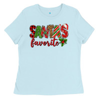Baby Blue Santa's Favorite Ladies Tee - BundleAndBundleShop