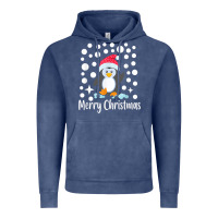 Vintage Denim penguin merry christmas with snow Vintage Hoodie - linhVisuals