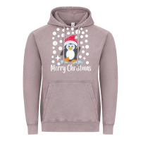 Vintage Zinc penguin merry christmas with snow Vintage Hoodie - linhVisuals