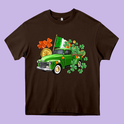 Western St. Patrick's Day Truck Heavy Core Tee Designed By Cowgirlartshop