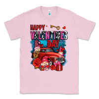 Bubblegum Pink happy valentines day with gnomes and truck olivia Classic Tee - OliviaCreatesArt