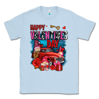 Dusty Blue happy valentines day with gnomes and truck olivia Classic Tee - OliviaCreatesArt