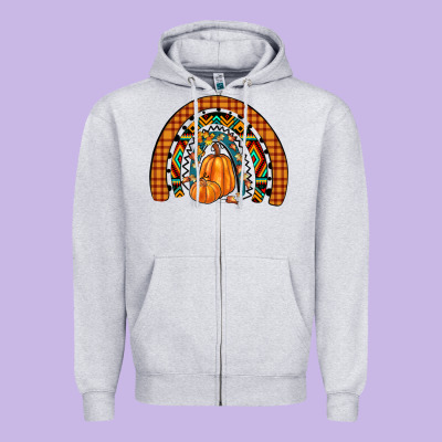Fall Pumpkin Rainbow Zipper Hoodie Designed By Jahusdesignshop