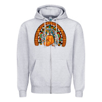 Heather Grey fall pumpkin rainbow Zipper Hoodie - JahusDesignShop