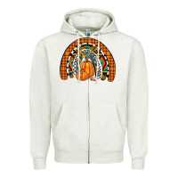 Oatmeal Heather fall pumpkin rainbow Zipper Hoodie - JahusDesignShop