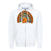 White fall pumpkin rainbow Zipper Hoodie - JahusDesignShop
