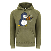 Vintage Olive penguin playing violin animal Vintage Hoodie - linhVisuals