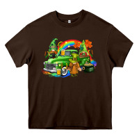 Chocolate Brown St. Patrick's Day truck with gnomies Heavy Core Tee - CowGirlArtShop