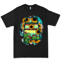 Black Alabama Map Sunflower Cactus Serape Premium Tee - RanaPortraitStore
