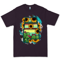 Plum Alabama Map Sunflower Cactus Serape Premium Tee - RanaPortraitStore