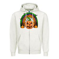 Oatmeal Heather halloween rainbow Zipper Hoodie - JahusDesignShop