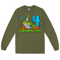 Army Green birthday boy frog age 4 Long Sleeve Tee - LillyAllenDesigns