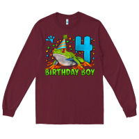 Burgundy birthday boy frog age 4 Long Sleeve Tee - LillyAllenDesigns
