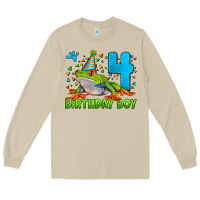 Mushroom birthday boy frog age 4 Long Sleeve Tee - LillyAllenDesigns