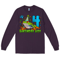 Plum birthday boy frog age 4 Long Sleeve Tee - LillyAllenDesigns