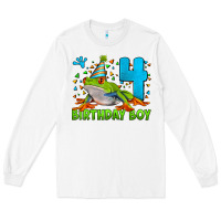 White birthday boy frog age 4 Long Sleeve Tee - LillyAllenDesigns