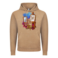 Vintage Coffee french bulldog painting bulldog artist art animals graphic long sleeve Vintage Hoodie - linhVisuals