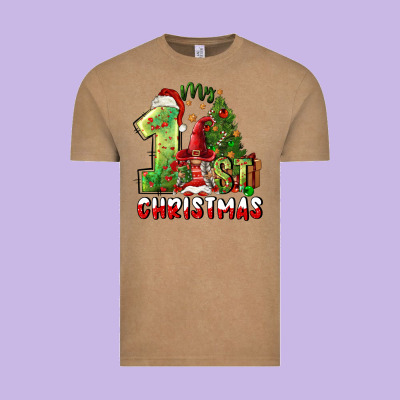 First Christmas Vintage Tee Designed By Fadigitalartstudio