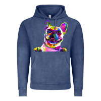 Vintage Denim frenchie french bulldog pop art portrait bouledogue t shirt Vintage Hoodie - linhVisuals