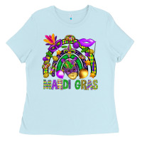 Baby Blue Mardi Gras Rainbow Ladies Tee - BundleAndBundleShop