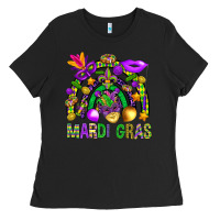 Black Mardi Gras Rainbow Ladies Tee - BundleAndBundleShop