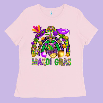 Mardi Gras Rainbow Ladies Tee Designed By Bundleandbundleshop