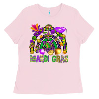 Bubblegum Pink Mardi Gras Rainbow Ladies Tee - BundleAndBundleShop