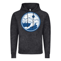 Vintage Black River Mountain Badge Vintage Hoodie - linhVisuals