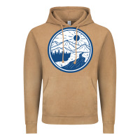 Vintage Camel River Mountain Badge Vintage Hoodie - linhVisuals