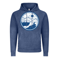 Vintage Denim River Mountain Badge Vintage Hoodie - linhVisuals