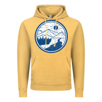 Vintage Mustard River Mountain Badge Vintage Hoodie - linhVisuals