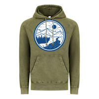 Vintage Olive River Mountain Badge Vintage Hoodie - linhVisuals