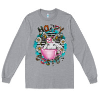 Heather Grey Happy Easter Long Sleeve Tee - CowhideDigitalArt