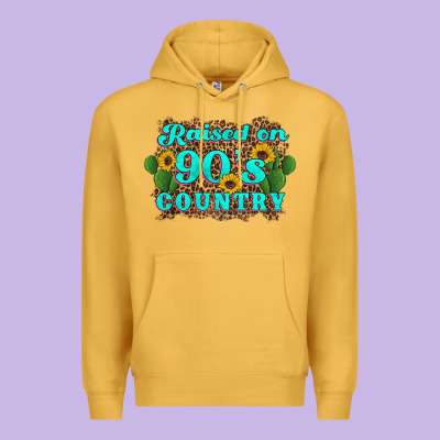 Raised 90's Country Cactus Sunflower's Premium Hoodie Designed By Artiststas