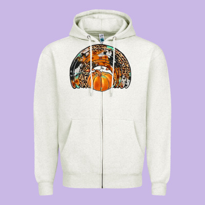 Western Pumpkin Fall Rainbow Zipper Hoodie Designed By Jahusdesignshop