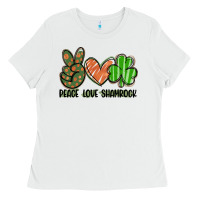 White peace love shamrock Ladies Tee - FaDigitalArtStudio