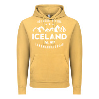 Vintage Mustard iceland hiking landmannalaugar est 1477 Vintage Hoodie - linhVisuals