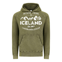 Vintage Olive iceland hiking landmannalaugar est 1477 Vintage Hoodie - linhVisuals