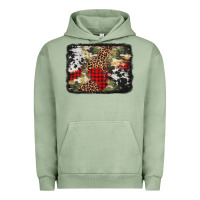 Pigment Oil Green army cowhide leopard Christmas Urban Hoodie - Jasminsmagicworld