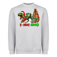 Heather Grey T- Rex X-Mas Mood Heavyweight Sweatshirt - RanaPortraitStore