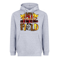 Heather Grey softball my heart is on that field Heavyweight Hoodie - RanaPortraitStore