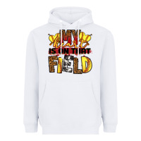 White softball my heart is on that field Heavyweight Hoodie - RanaPortraitStore