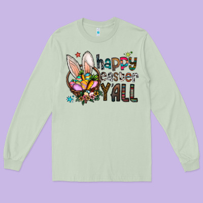 Happy Easter Y'all Long Sleeve Tee Designed By Cowhidedigitalart