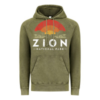 Vintage Olive retro zion national park us vintage utah adventure hiking Vintage Hoodie - linhVisuals