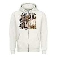 Oatmeal Heather life is better with a pug Zipper Hoodie - JahusDesignShop