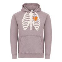 Vintage Zinc skeleton rib case orange pumpkin heart vintage halloween anatomy costu Vintage Hoodie - linhVisuals