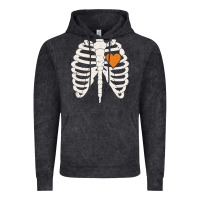 Vintage Black skeleton rib case orange pumpkin heart vintage halloween anatomy costu Vintage Hoodie - linhVisuals