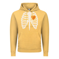 Vintage Mustard skeleton rib case orange pumpkin heart vintage halloween anatomy costu Vintage Hoodie - linhVisuals
