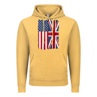 Vintage Mustard united states with united kingdom flag mix us and uk union jack Vintage Hoodie - linhVisuals