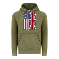 Vintage Olive united states with united kingdom flag mix us and uk union jack Vintage Hoodie - linhVisuals